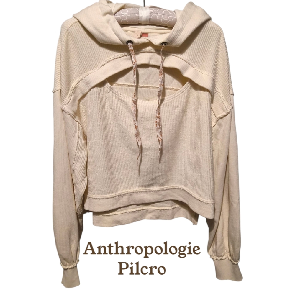 Anthropologie Pilcro Crop Pullover  Hoodie with Front Cut Out - Boho Activewear